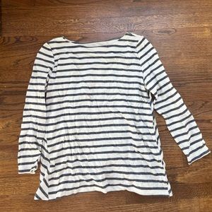 Ann Taylor LOFT cream/grey S 3/4 sleeve cross back sweatshirt top new with tag